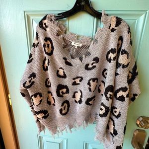 Gray Leaopard Sweater